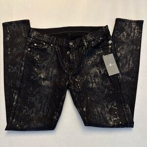 7 For All Mankind black snakeskin skinny jeans. Size 31